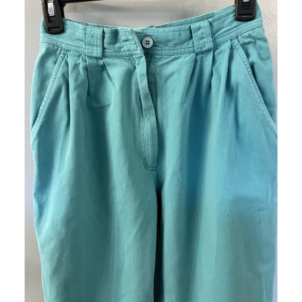Womens 90's Pleated Front Aqua Tapered leg Pants Size 8/10 - Picture 3 of 5